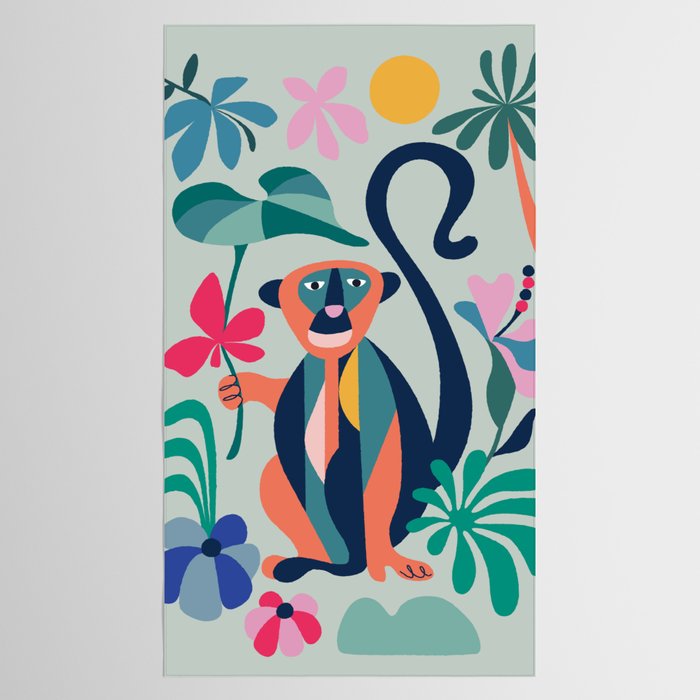 Mid Century Modern Monkey Tablecloth Gallery Image 2