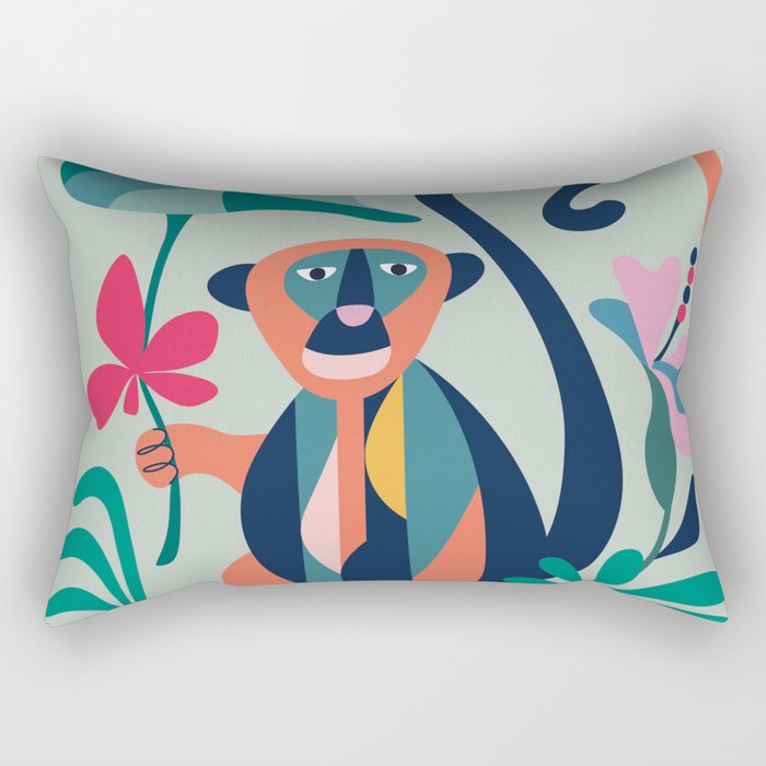 Mid Century Modern Monkey Rectangular Pillow Gallery Image 1