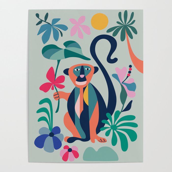 Mid Century Modern Monkey Poster Gallery Image 4