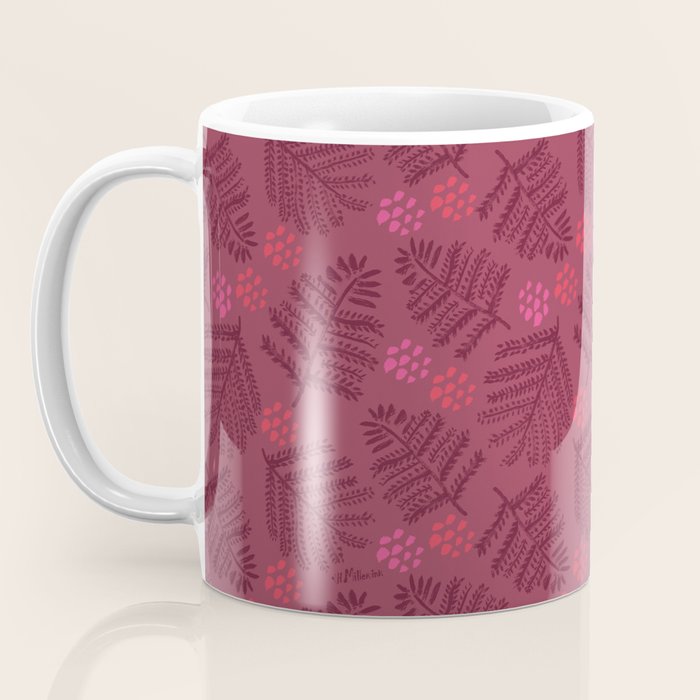 Winter & Woodsy Pine Trees in Ruby Red Coffee Mug Gallery Image 3