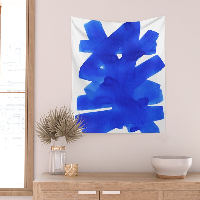 Superwatercolor Blue Wall Tapestry Gallery Image 2