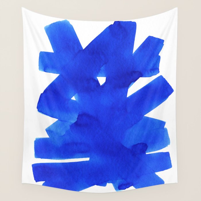 Superwatercolor Blue Wall Tapestry