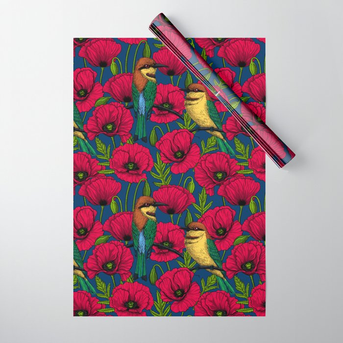 Bee eaters and poppies  Wrapping Paper Gallery Image 1