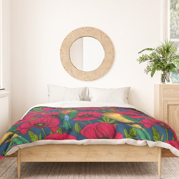 Bee eaters and poppies  Duvet Cover Gallery Image 3