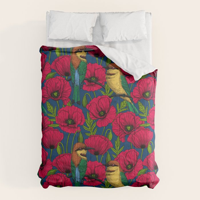 Bee eaters and poppies  Comforter Gallery Image 1