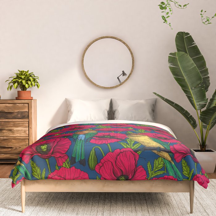 Bee eaters and poppies  Comforter Gallery Image 3