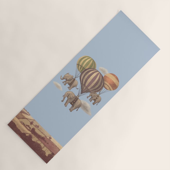 Flight of the Elephants - blue option Yoga Mat Gallery Image 1