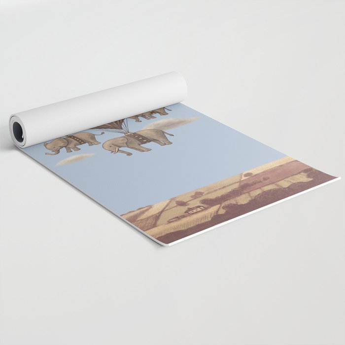 Flight of the Elephants - blue option Yoga Mat Gallery Image 2