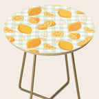 Lemons on Pastel Sage Green Gingham Side Table Gallery Image 2