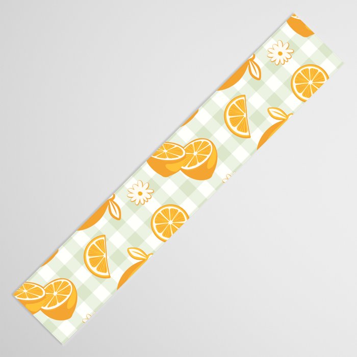 Lemons on Pastel Sage Green Gingham Table Runner Gallery Image 3