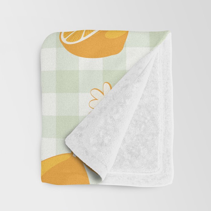 Lemons on Pastel Sage Green Gingham Throw Blanket Gallery Image 3