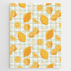 Lemons on Pastel Sage Green Gingham Jigsaw Puzzle Gallery Image 1
