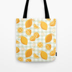 Lemons on Pastel Sage Green Gingham Tote Bag Gallery Image 1