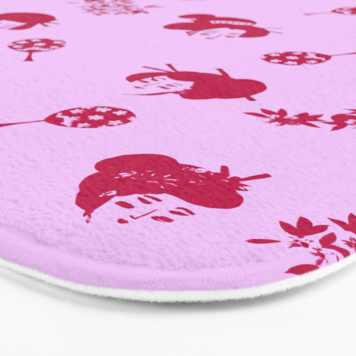 Red and pink Japanese pattern Bath Mat Gallery Image 3