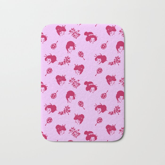 Red and pink Japanese pattern Bath Mat Gallery Image 1