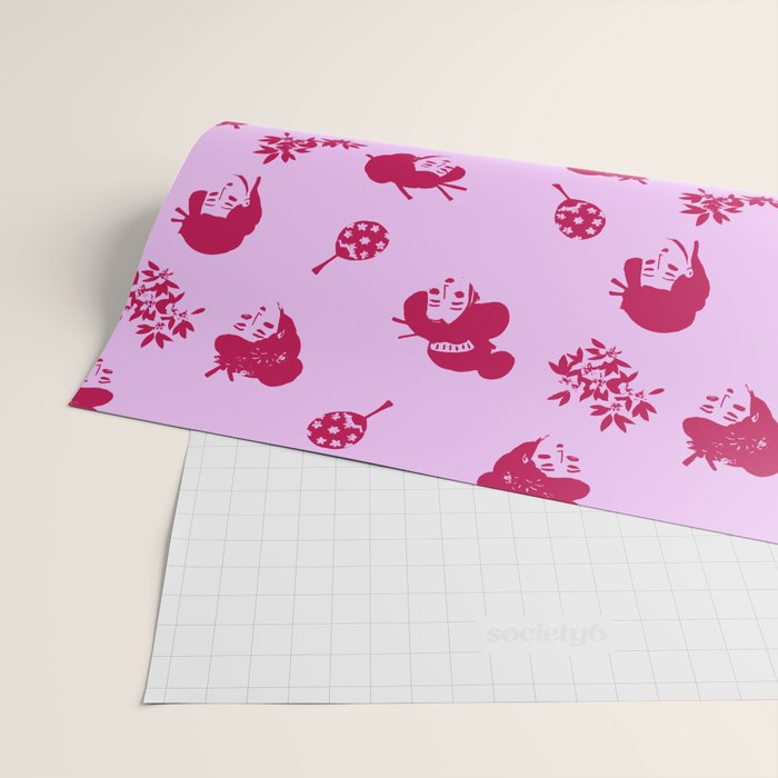 Red and pink Japanese pattern Wrapping Paper Gallery Image 2