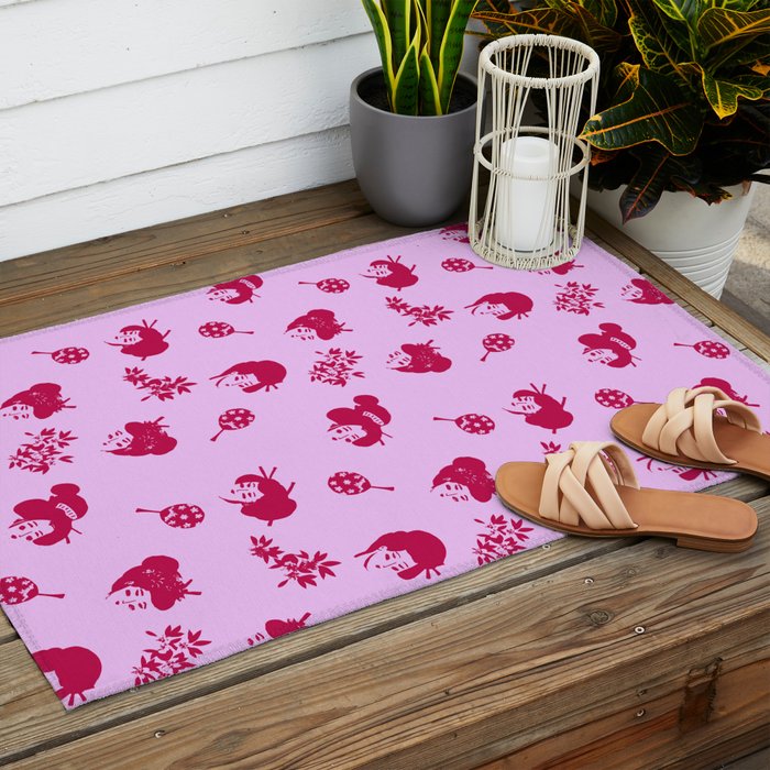 Red and pink Japanese pattern Outdoor Rug Gallery Image 2