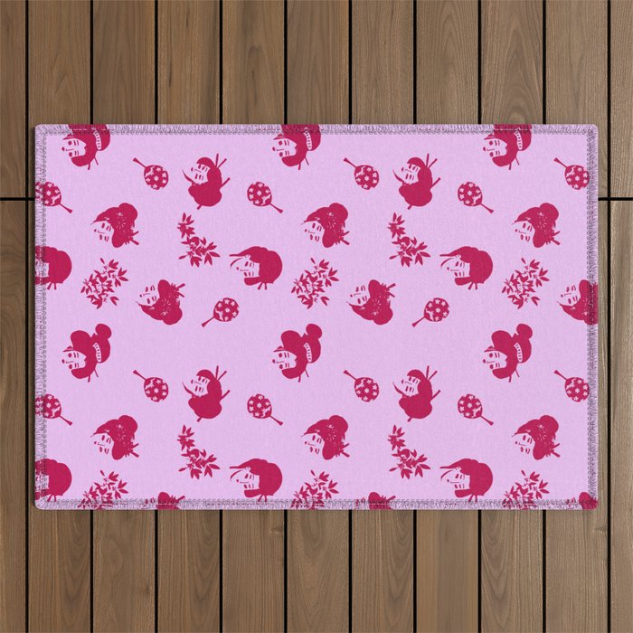 Red and pink Japanese pattern Outdoor Rug Gallery Image 1
