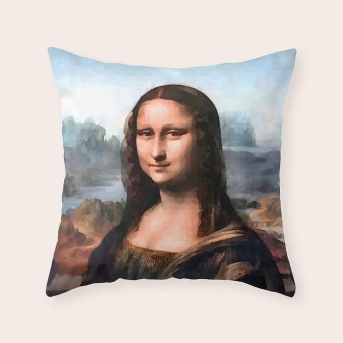 Leonardo da Vinci - The Mona Lisa Throw Pillow Gallery Image 6