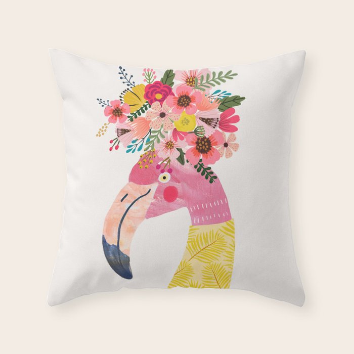 Happy Flamingo Throw Pillow Gallery Image 6