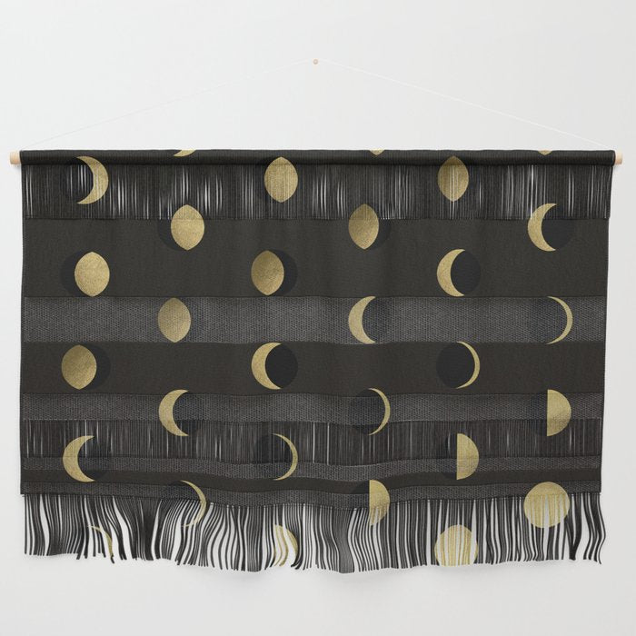 The Lunar Cycle â¢ Phases of the Moon - Black & Gold Palette Wall Hanging Gallery Image 1
