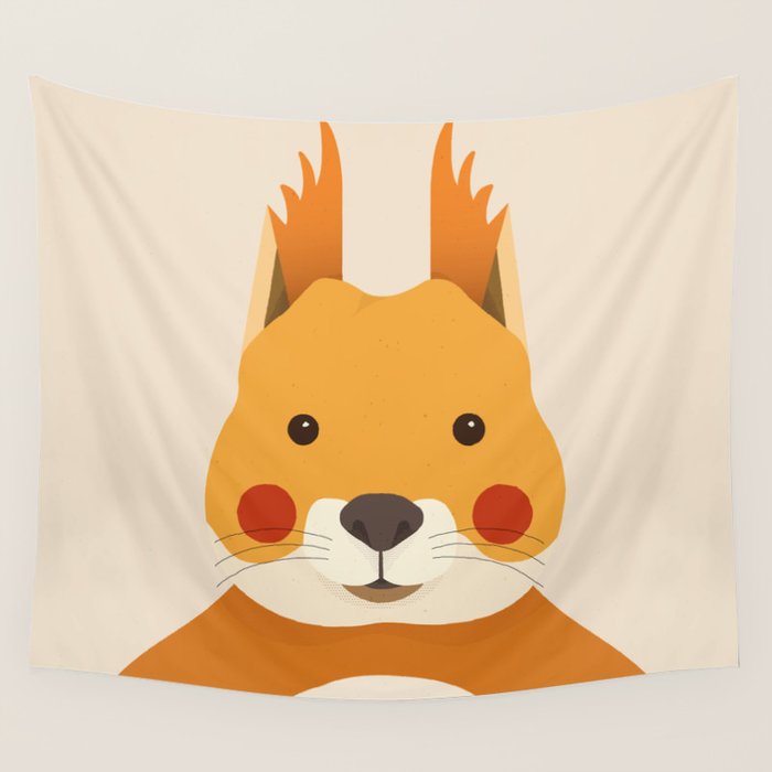 Red Squirrel Animal Portrait Wall Tapestry Gallery Image 4