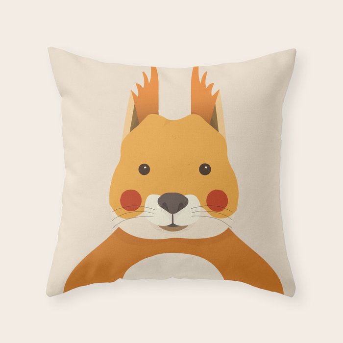 Red Squirrel Animal Portrait Throw Pillow Gallery Image 1