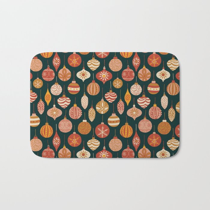 Christmas Baubles Vintage Bath Mat Gallery Image 1