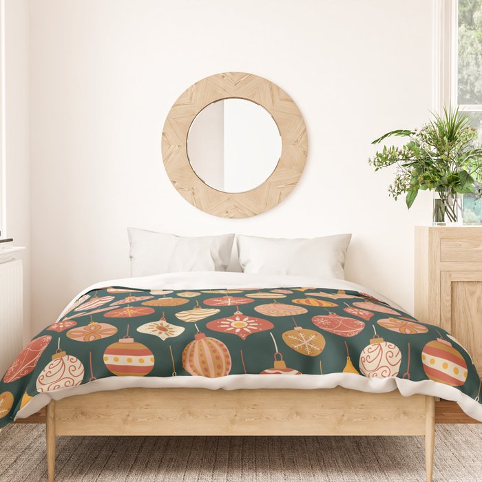 Christmas Baubles Vintage Duvet Cover Gallery Image 3