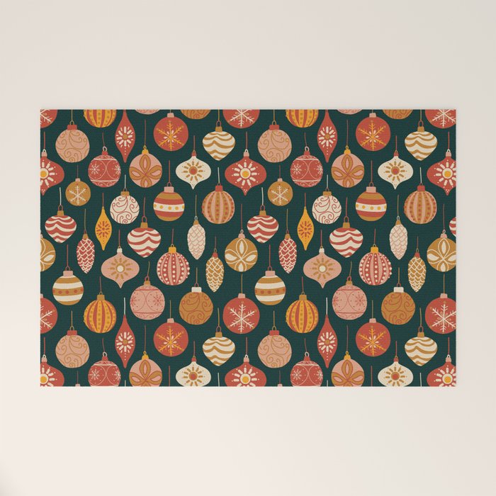 Christmas Baubles Vintage Welcome Mat Gallery Image 1