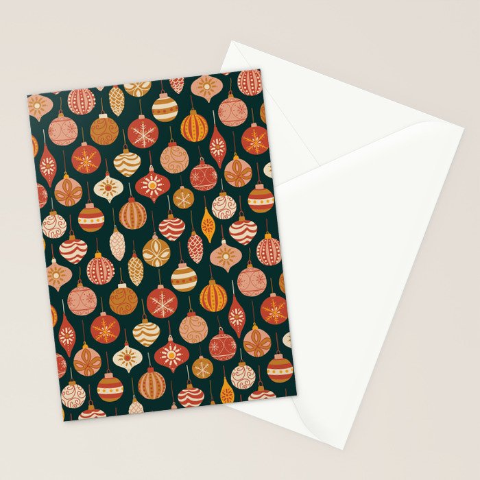 Christmas Baubles Vintage Stationery Card Gallery Image 2