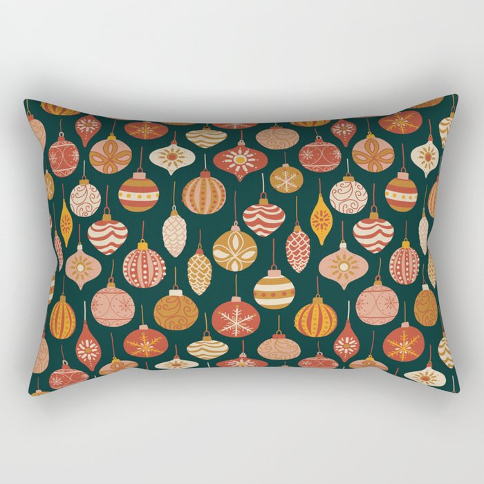 Christmas Baubles Vintage Rectangular Pillow Gallery Image 2