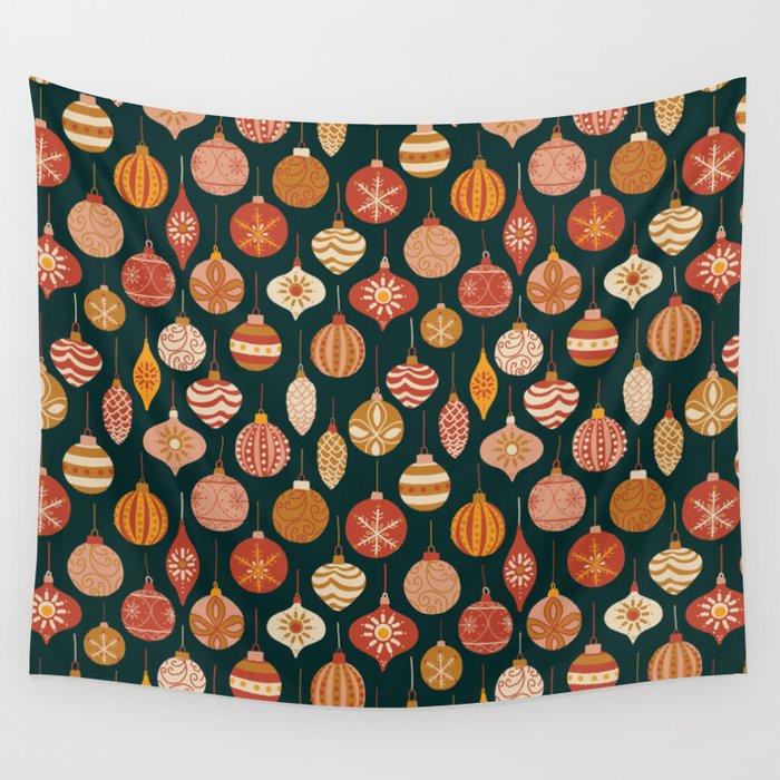 Christmas Baubles Vintage Wall Tapestry Gallery Image 4