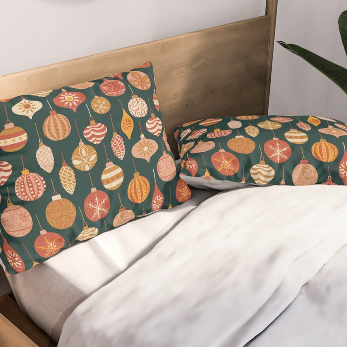 Christmas Baubles Vintage Pillow Sham Gallery Image 2