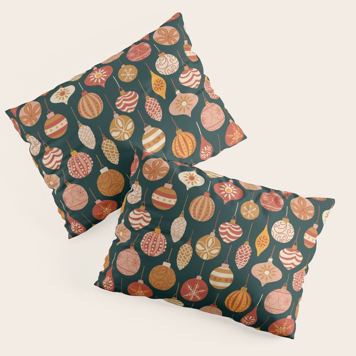 Christmas Baubles Vintage Pillow Sham Gallery Image 1