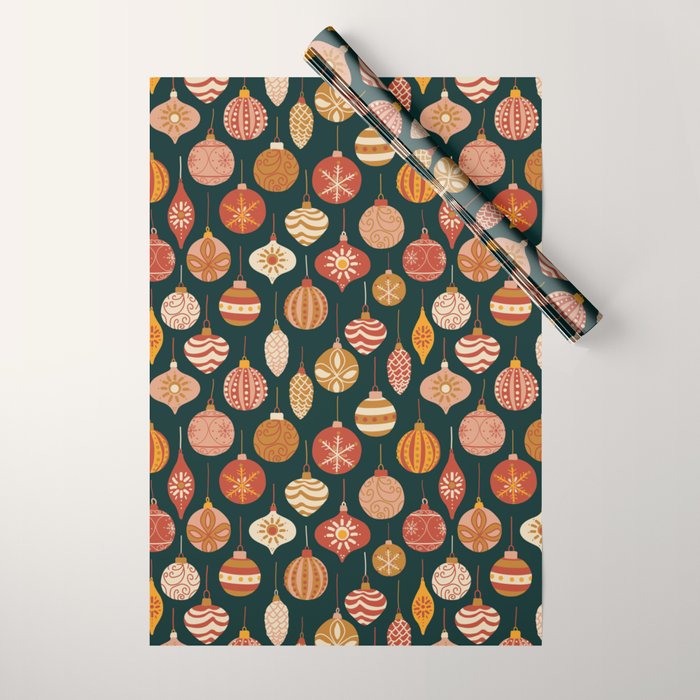 Christmas Baubles Vintage Wrapping Paper Gallery Image 1