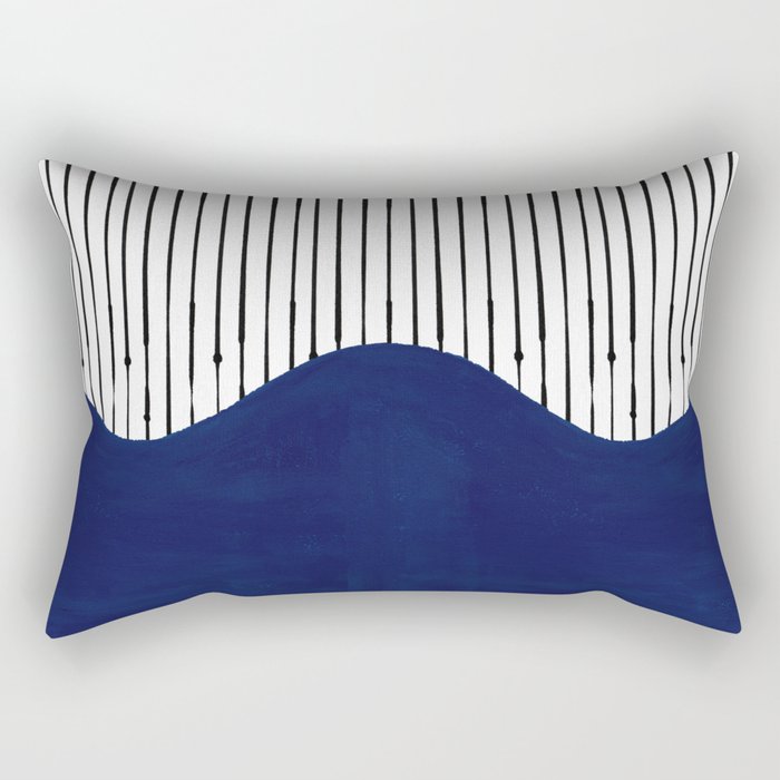 Lines and Wave (Blue) Rectangular Pillow Gallery Image 1