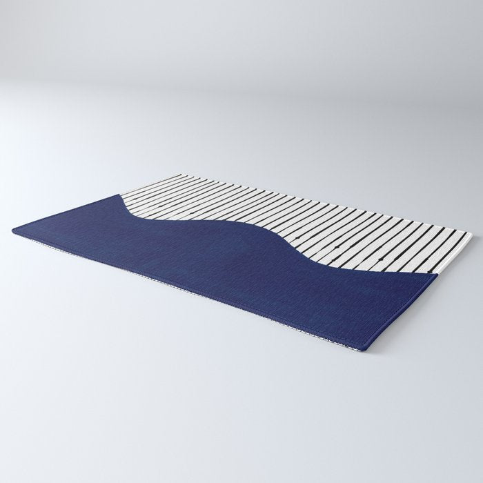 Lines and Wave (Blue) Rug Gallery Image 3
