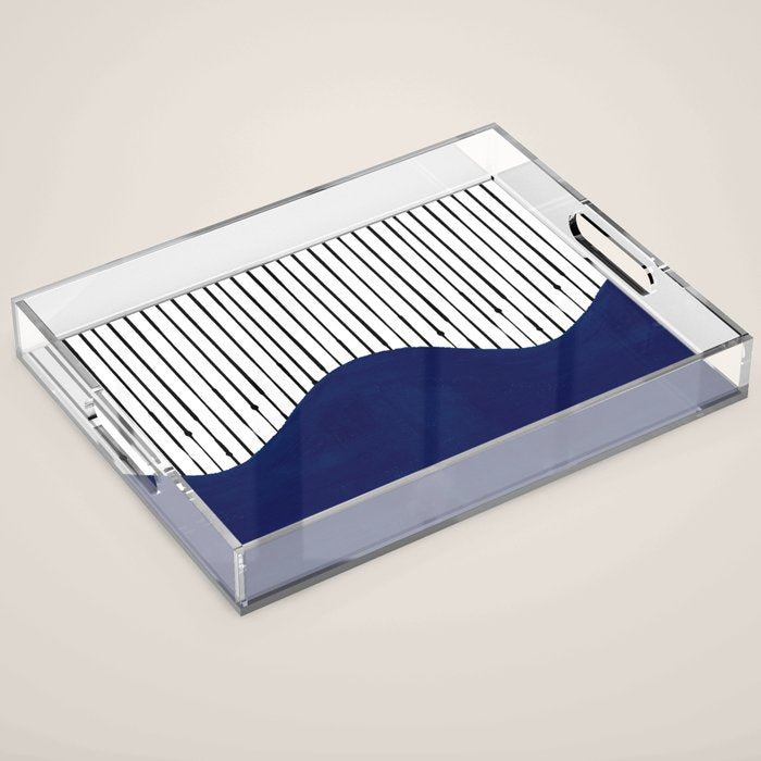 Lines and Wave (Blue) Acrylic Tray Gallery Image 1