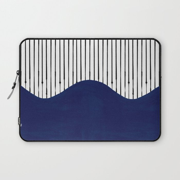 Lines and Wave (Blue) Laptop Sleeve Gallery Image 1
