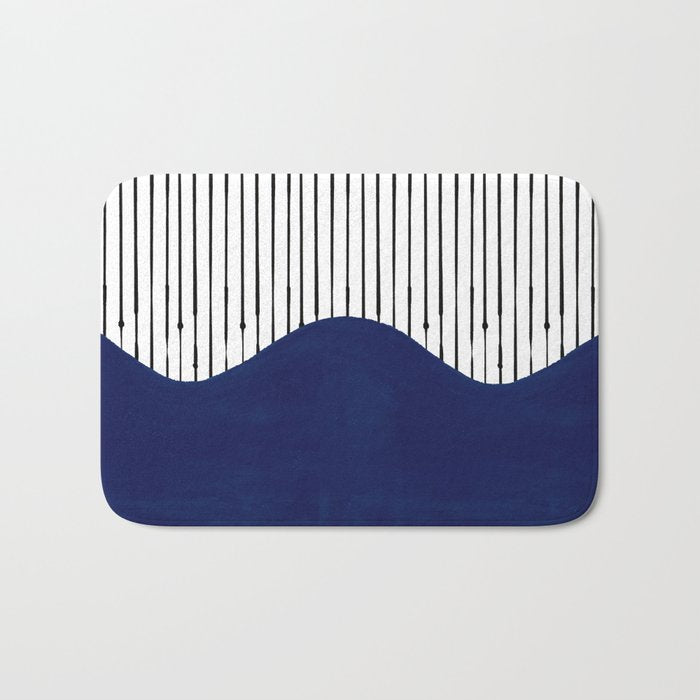 Lines and Wave (Blue) Bath Mat Gallery Image 1