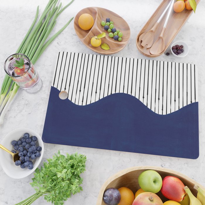 Lines and Wave (Blue) Cutting Board Gallery Image 2
