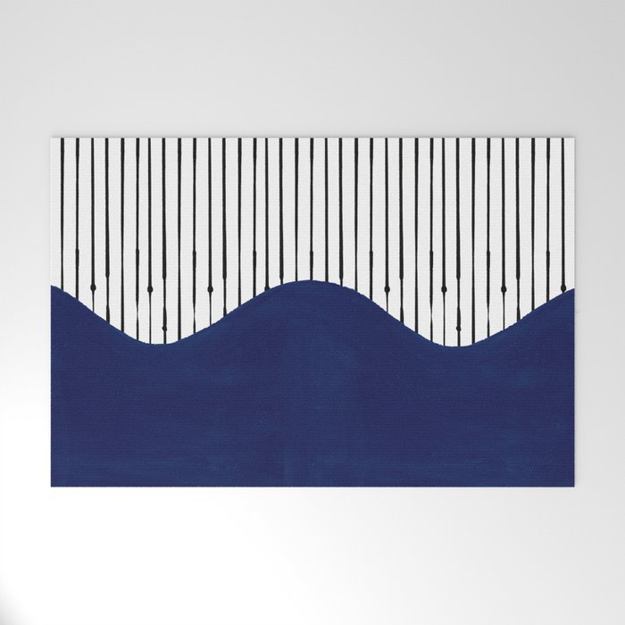 Lines and Wave (Blue) Welcome Mat Gallery Image 1