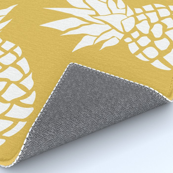 Tropical, Pineapples, Navy Blue ad White Rug Gallery Image 4