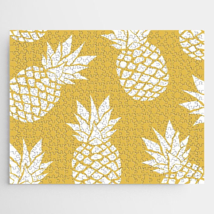 Tropical, Pineapples, Navy Blue ad White Jigsaw Puzzle Gallery Image 1