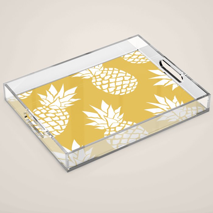 Tropical, Pineapples, Navy Blue ad White Acrylic Tray Gallery Image 1