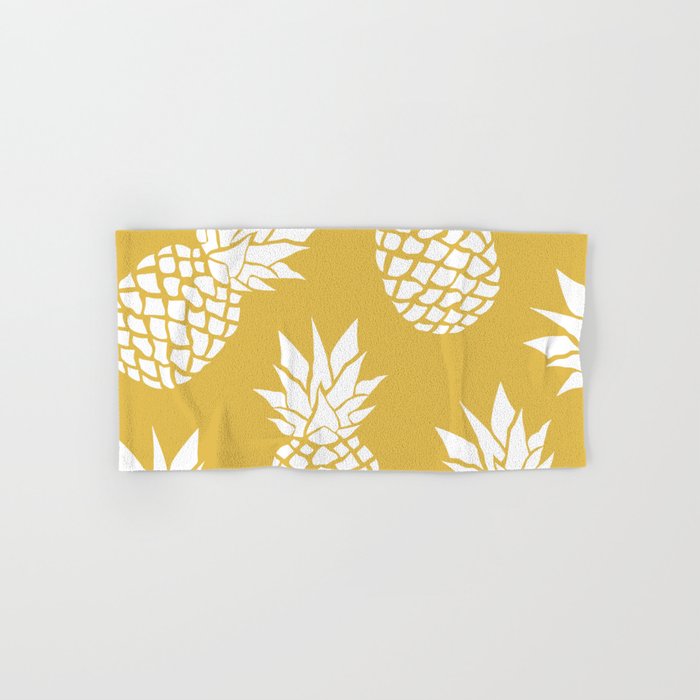 Tropical, Pineapples, Navy Blue ad White Bath Towel Gallery Image 1