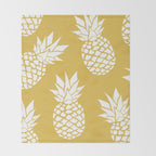 Tropical, Pineapples, Navy Blue ad White Throw Blanket Gallery Image 2