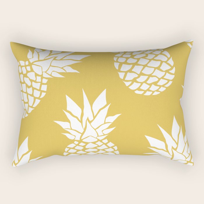 Tropical, Pineapples, Navy Blue ad White Rectangular Pillow Gallery Image 2