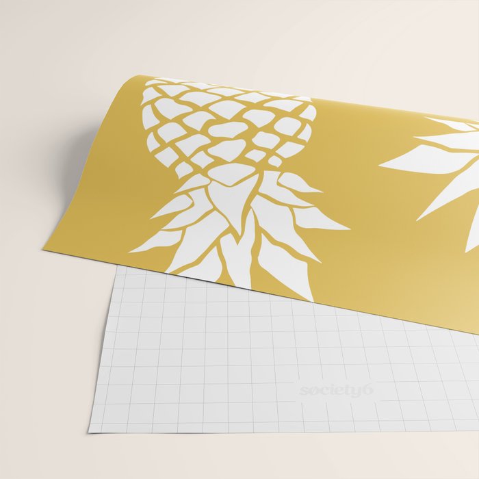 Tropical, Pineapples, Navy Blue ad White Wrapping Paper Gallery Image 2